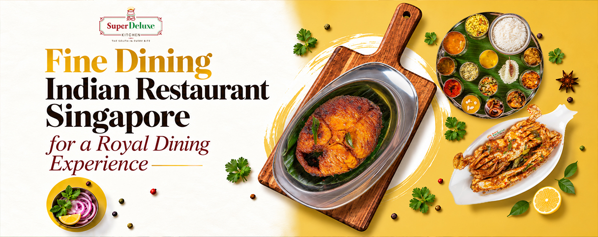 Best Indian Restaurant in Little India with elegant dining area, modern buffet counter, and luxurious interior ambiance.